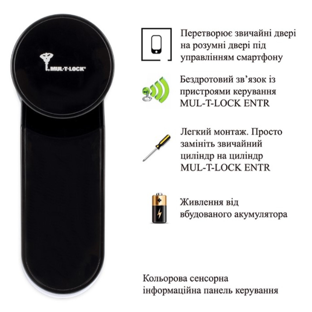 Smart замок MUL-T-LOCK ENTR Black (доступ за кодом)