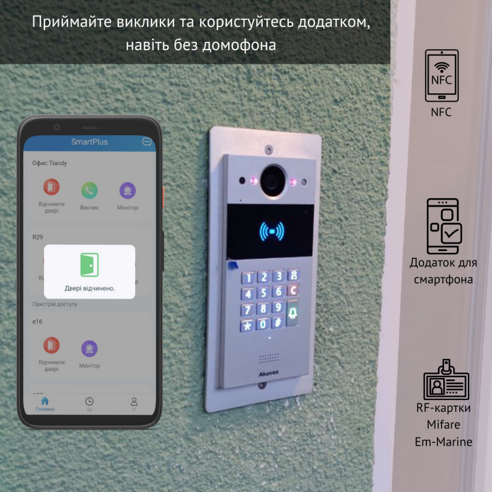 2 МП IP-відеопанель багатоабонентська зі зчитувачем Akuvox R20K Silver