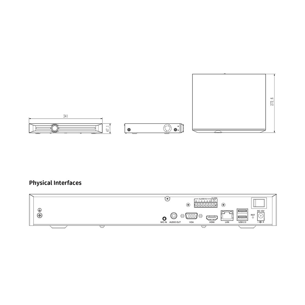 20-канальний NVR-відеореєстратор Tiandy TC-R3220 Spec: I/B/K/V3.1
