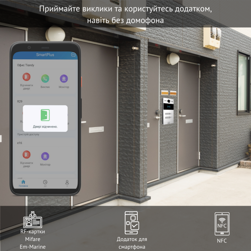 2 МП IP-відеопанель багатоабонентська зі зчитувачем Akuvox R20B, 2 абоненти