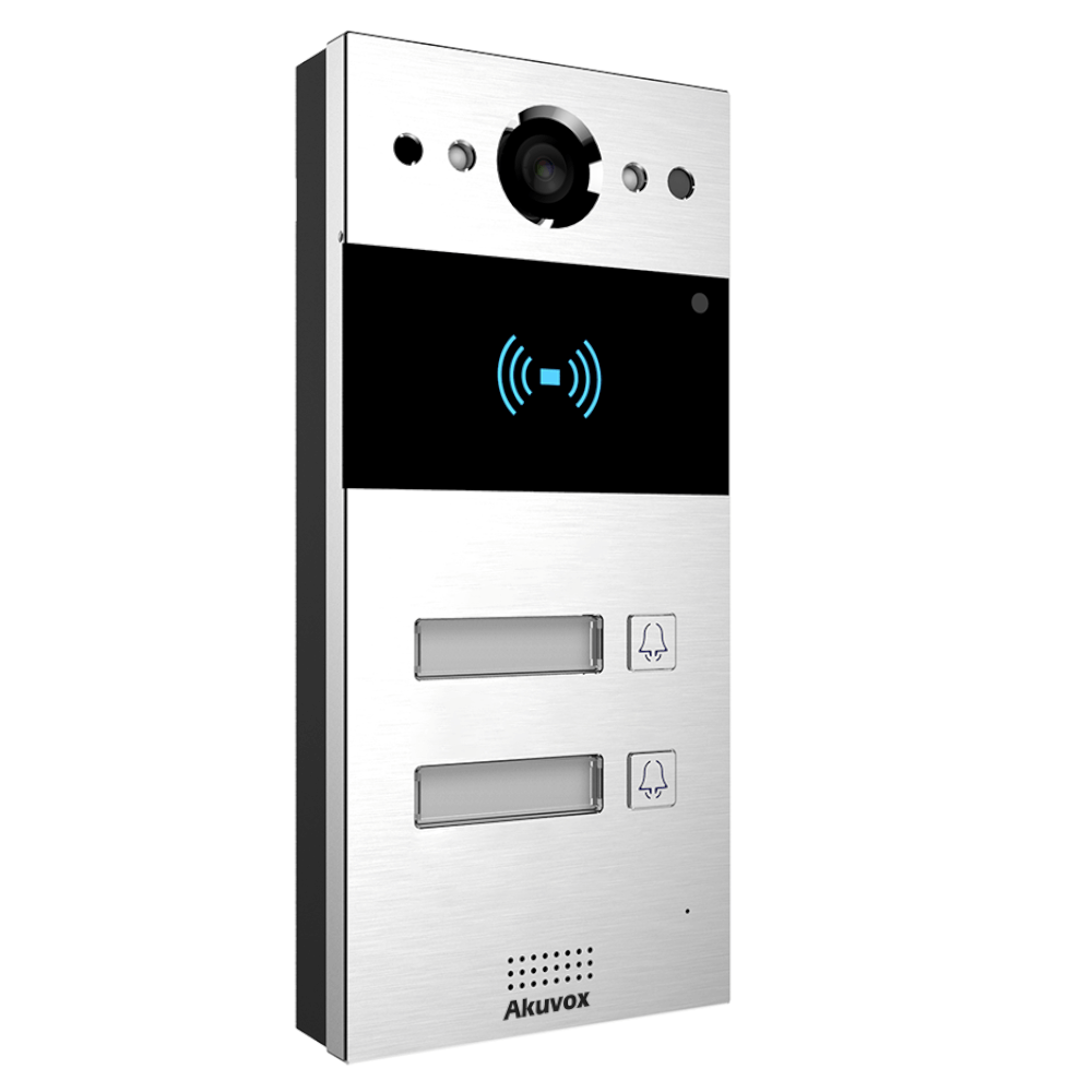 2 МП IP-відеопанель багатоабонентська зі зчитувачем Akuvox R20B, 2 абоненти
