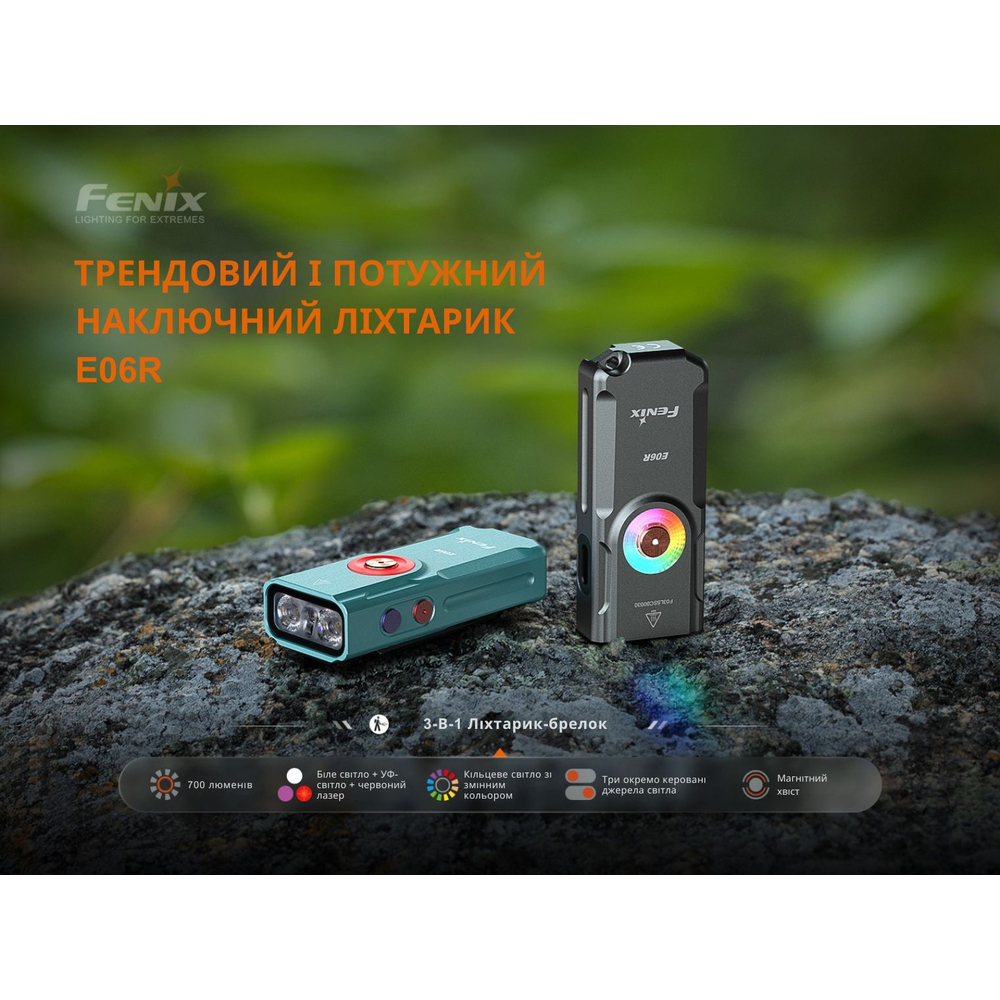 Ліхтар наключний Fenix E06R сірий