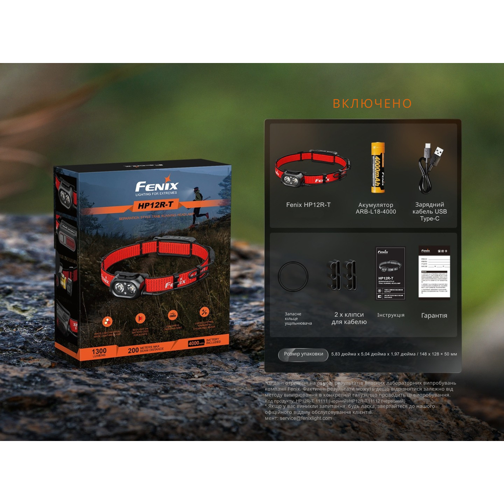 Фонарь налобный Fenix HP12R-TRd красный