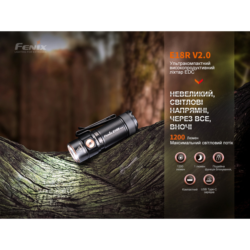Фонарь ручной Fenix E18R V2.0