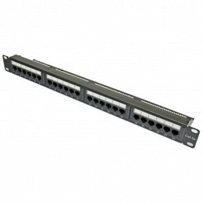 Патч-панель CMS 19" 24хRJ-45 UTP, кат. 5e c организатором кабеля, Kingda