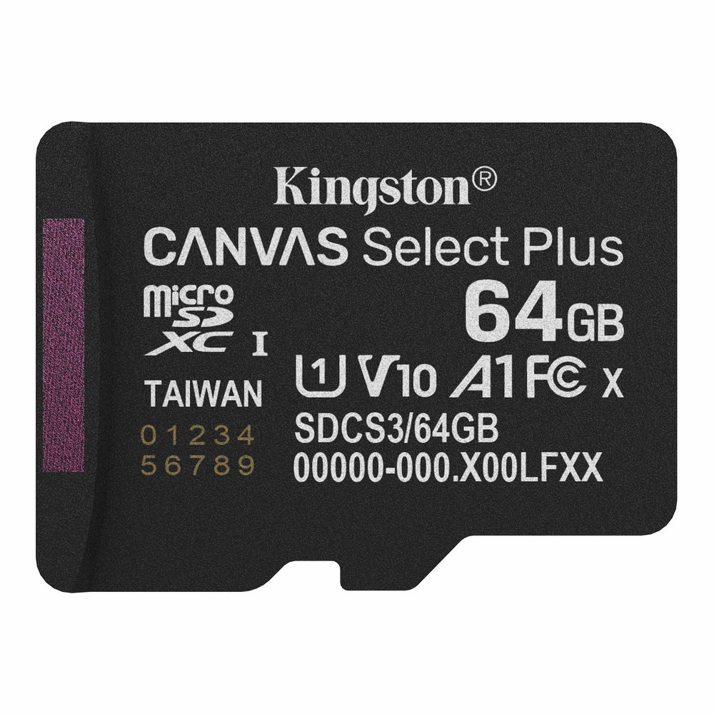 Карта памяти microSDXC Kingston 64Gb Canvas Select Plus Gen3 10 А1 UHS-I (SDCS3/64GBSP)