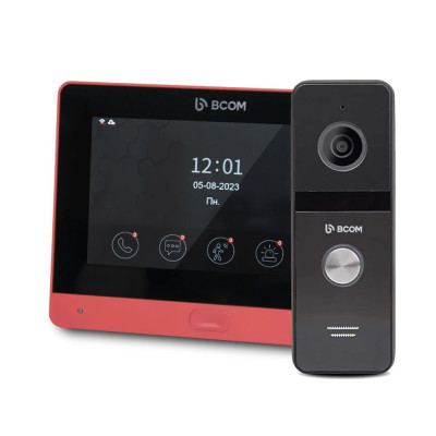 Комплект Wi-Fi видеодомофонa BCOM BD-760FHD/T Red с поддержкой Tuya Smart + BT-400FHD Black
