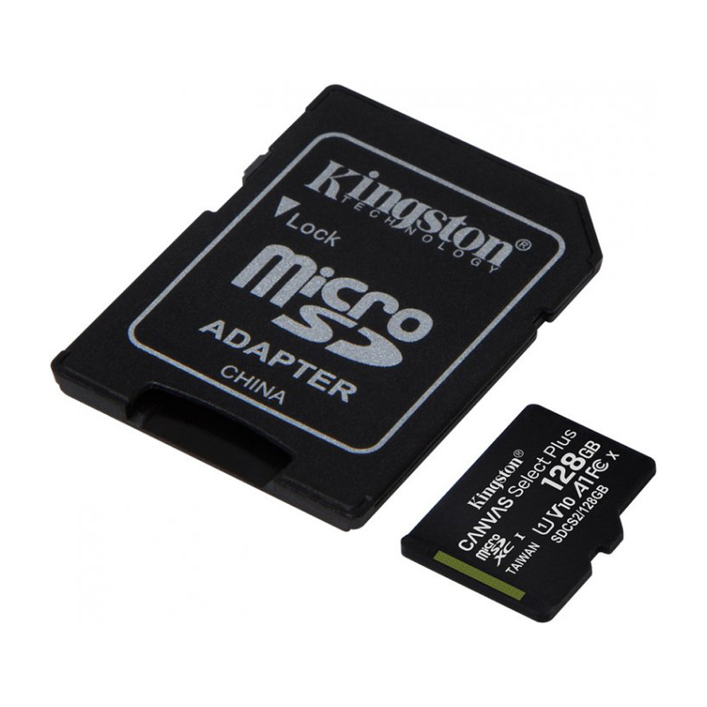 Карта памяти microSDXC Kingston 128 GB Canvas Select Plus Class 10 UHS-I + SD-адаптер (SDCS2/128 GB)