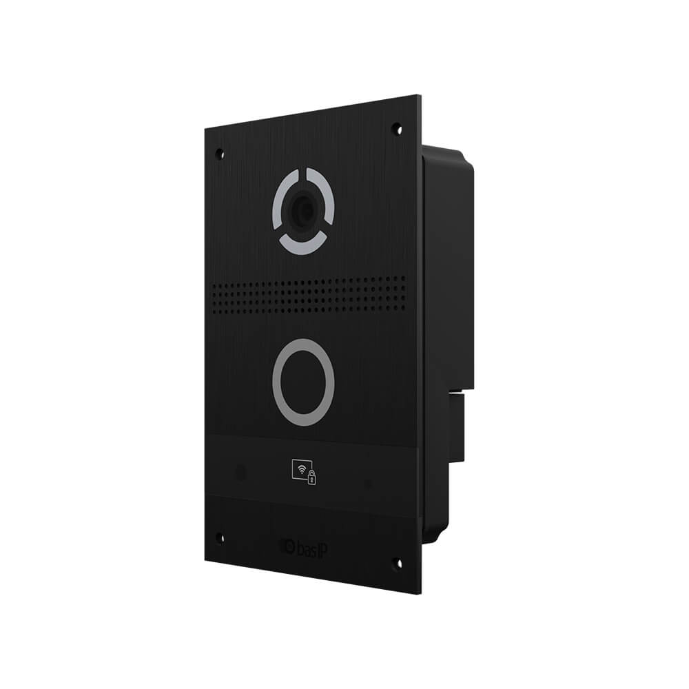 Виклична IP-відеопанель Bas-IP AV-08FBL black з розпізнаванням облич і зчитувачем UKEY