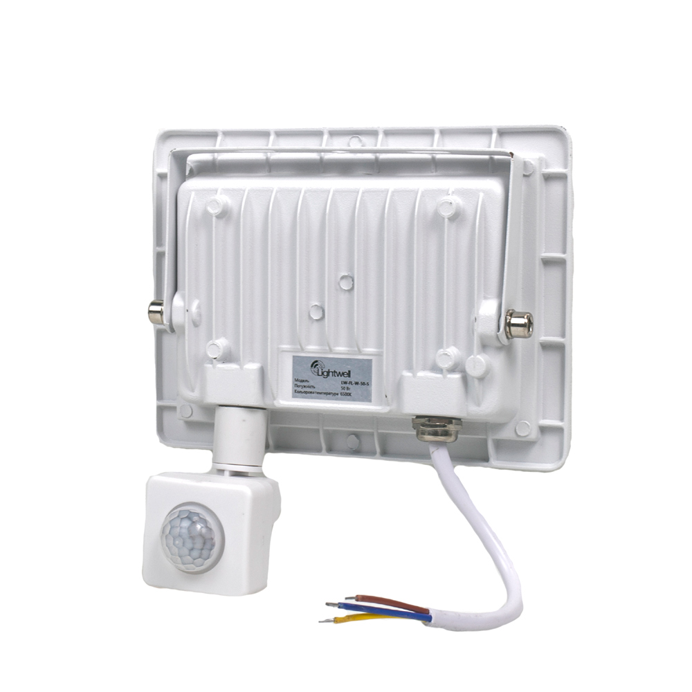 Світлодіодний прожектор Lightwell LW-FL-W-50-S 50 Вт з датчиком руху