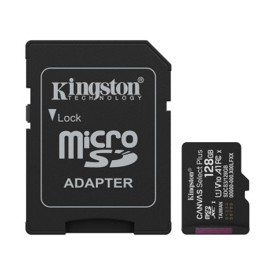 Карта памяти microSDXC Kingston 128GB Canvas Select Plus Class 10 UHS-I + SD-адаптер (SDCS3/128GB)