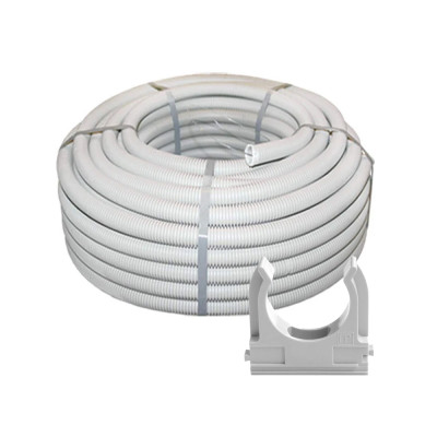 Комплект: гофротруба Light ДКС ПВХ D 32 25м серая + клипсы для гофры 32 мм 50 шт/уп серые