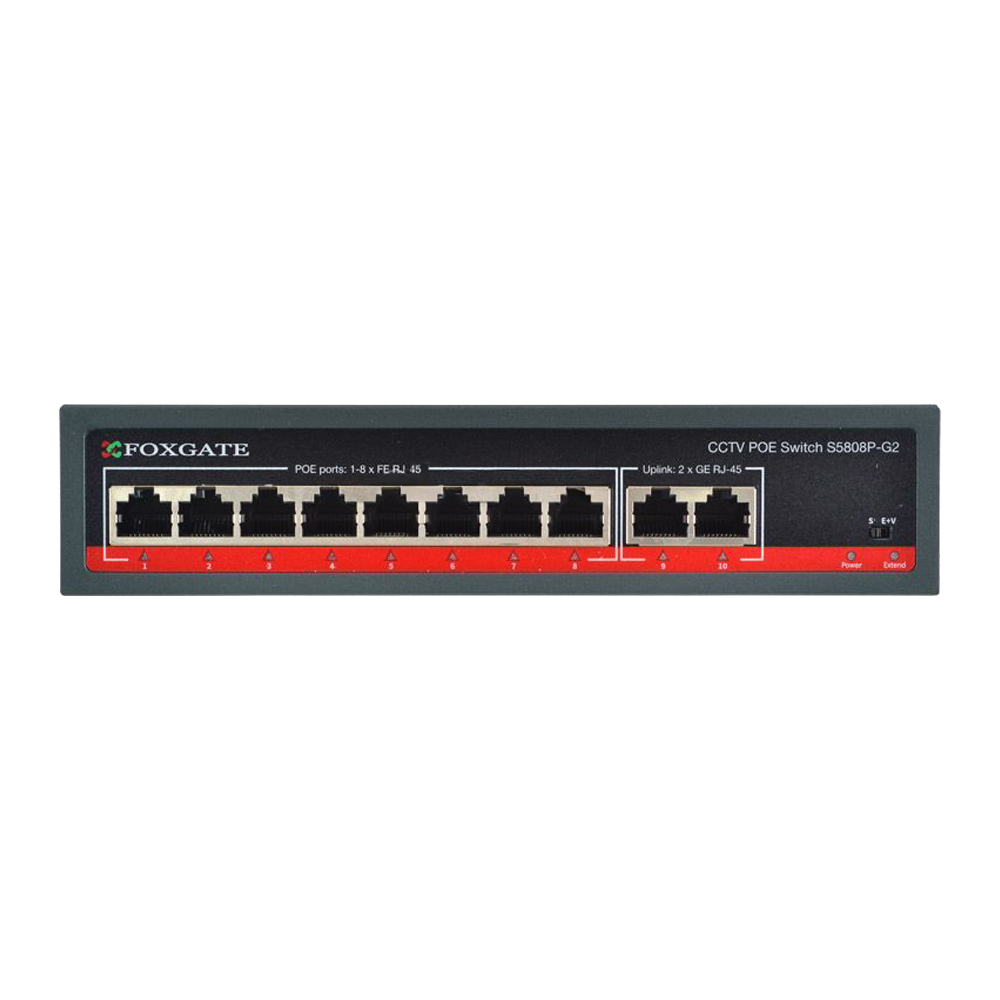 8-портовий PoE-комутатор FoxGate S5808P-G2 CCTV гігабітний некерований