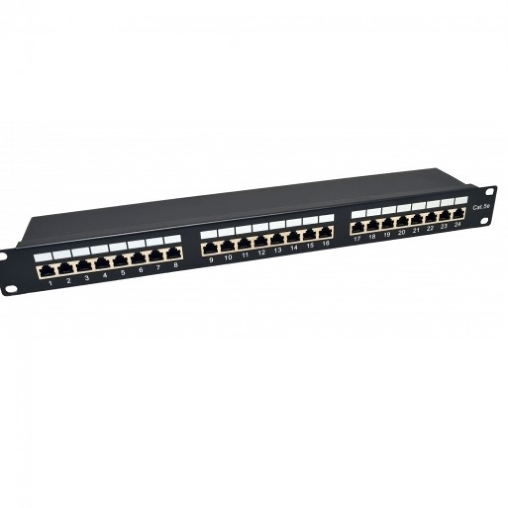 Патч-панель CMS 19" 24xRJ-45 FTP, кат. 5e с организатором кабеля, Kingda