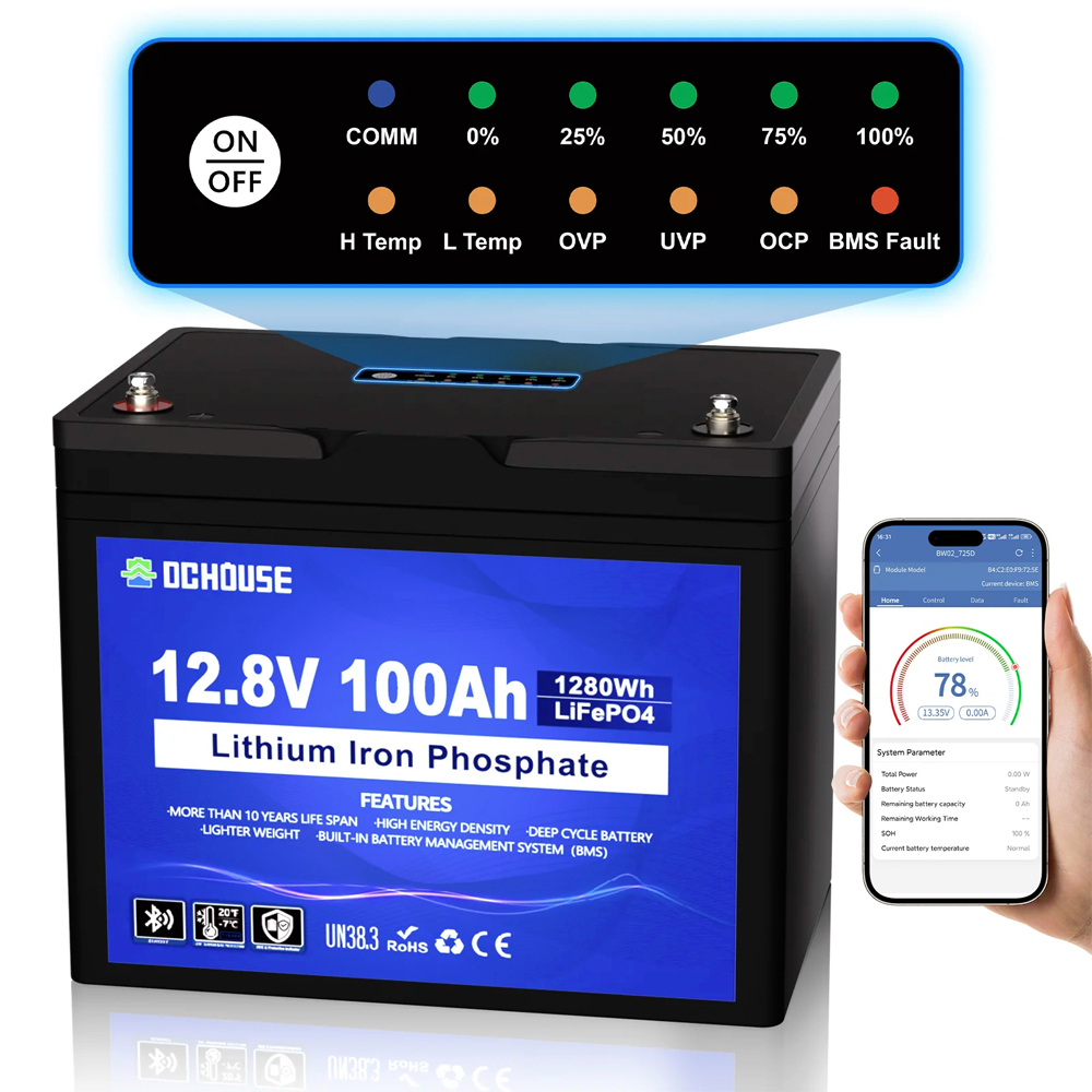 Аккумулятор DC HOUSE 12.8V 100Ah Bluetooth LiFePO4 (ECO-LFP1210003)