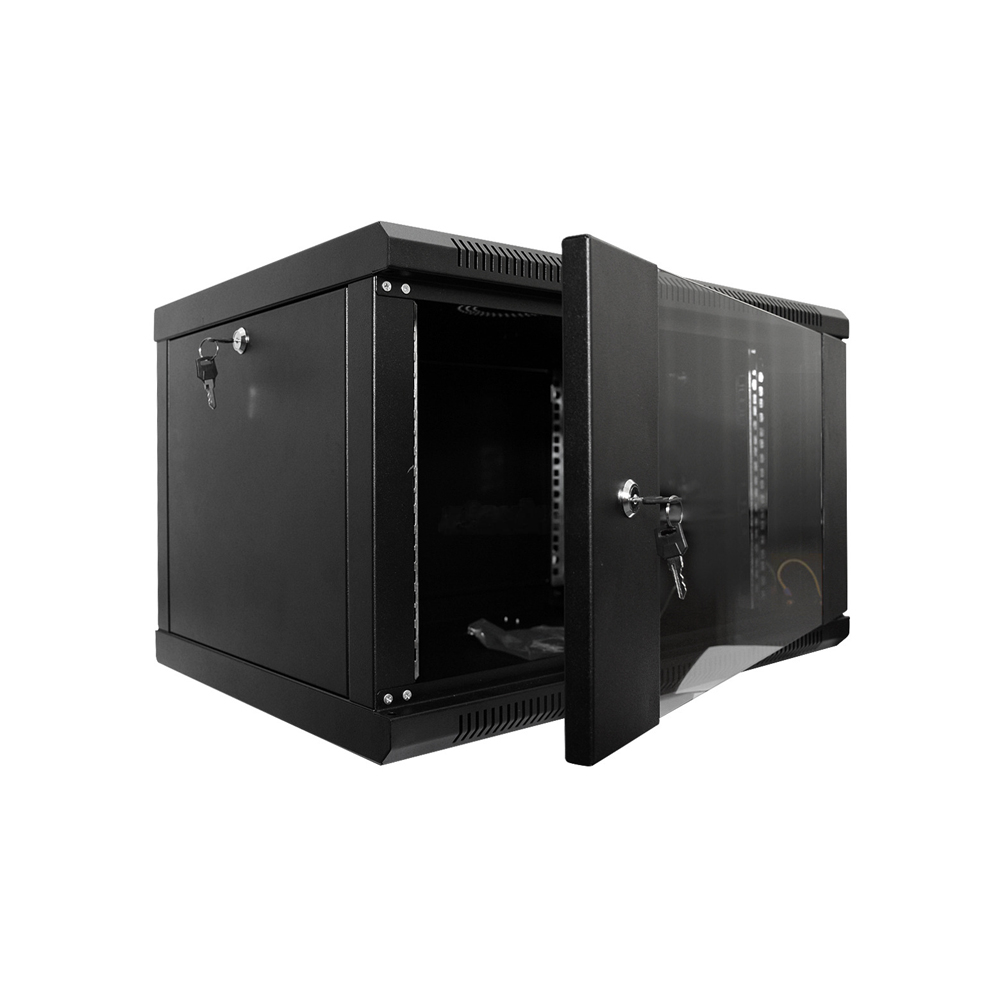 Шафа серверна SteelNet 6U 600 x 450 для мережевого обладнання (скло, чорний)