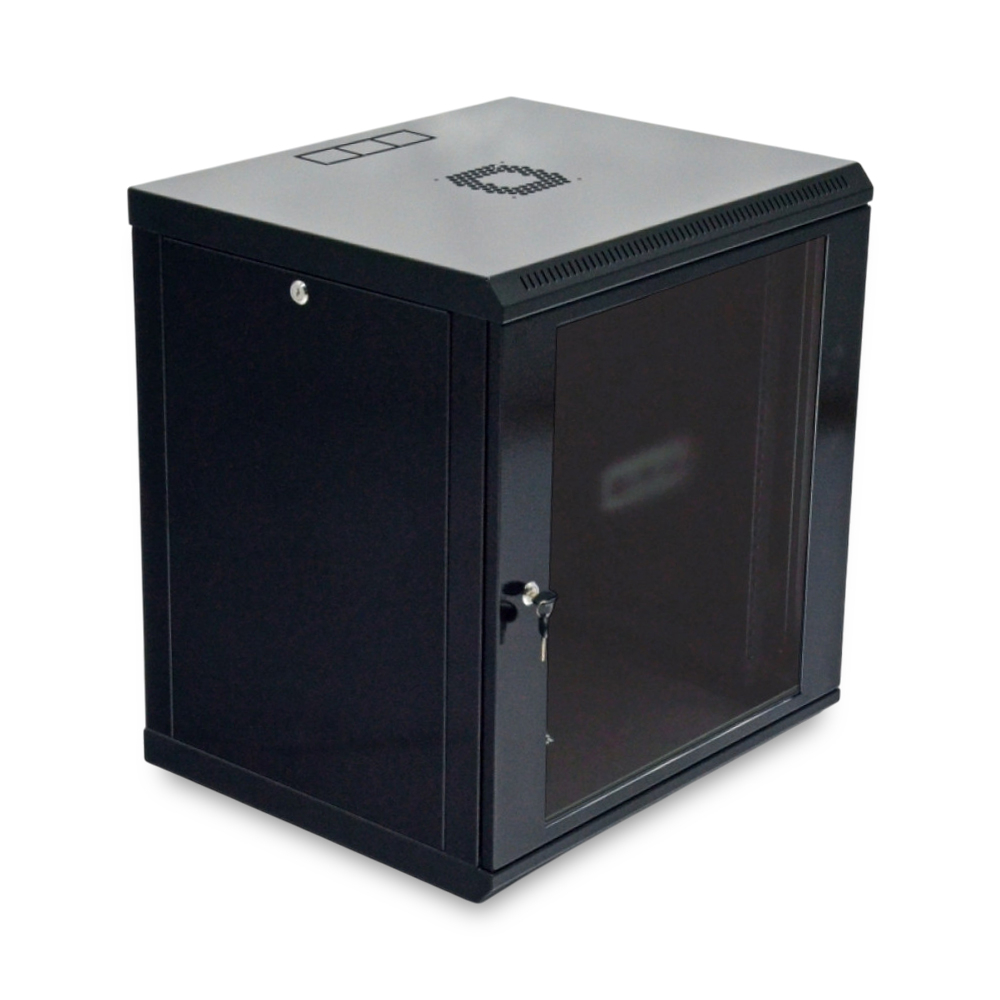 Шкаф серверный SteelNet 12U 600 x 600 для сетевого оборудования (стекло, черный)