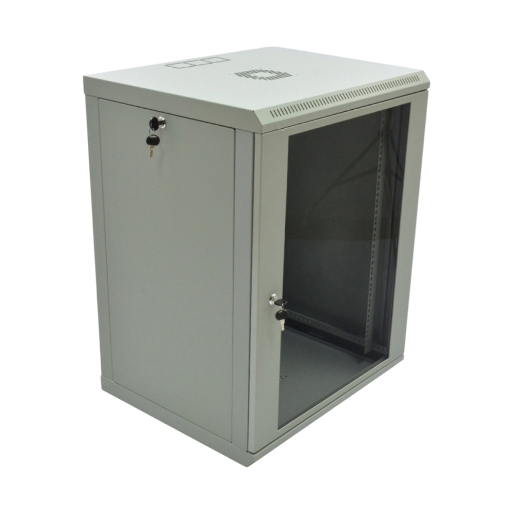 Шафа серверна SteelNet 15U 600 x 500 для мережевого обладнання (скло, сірий)