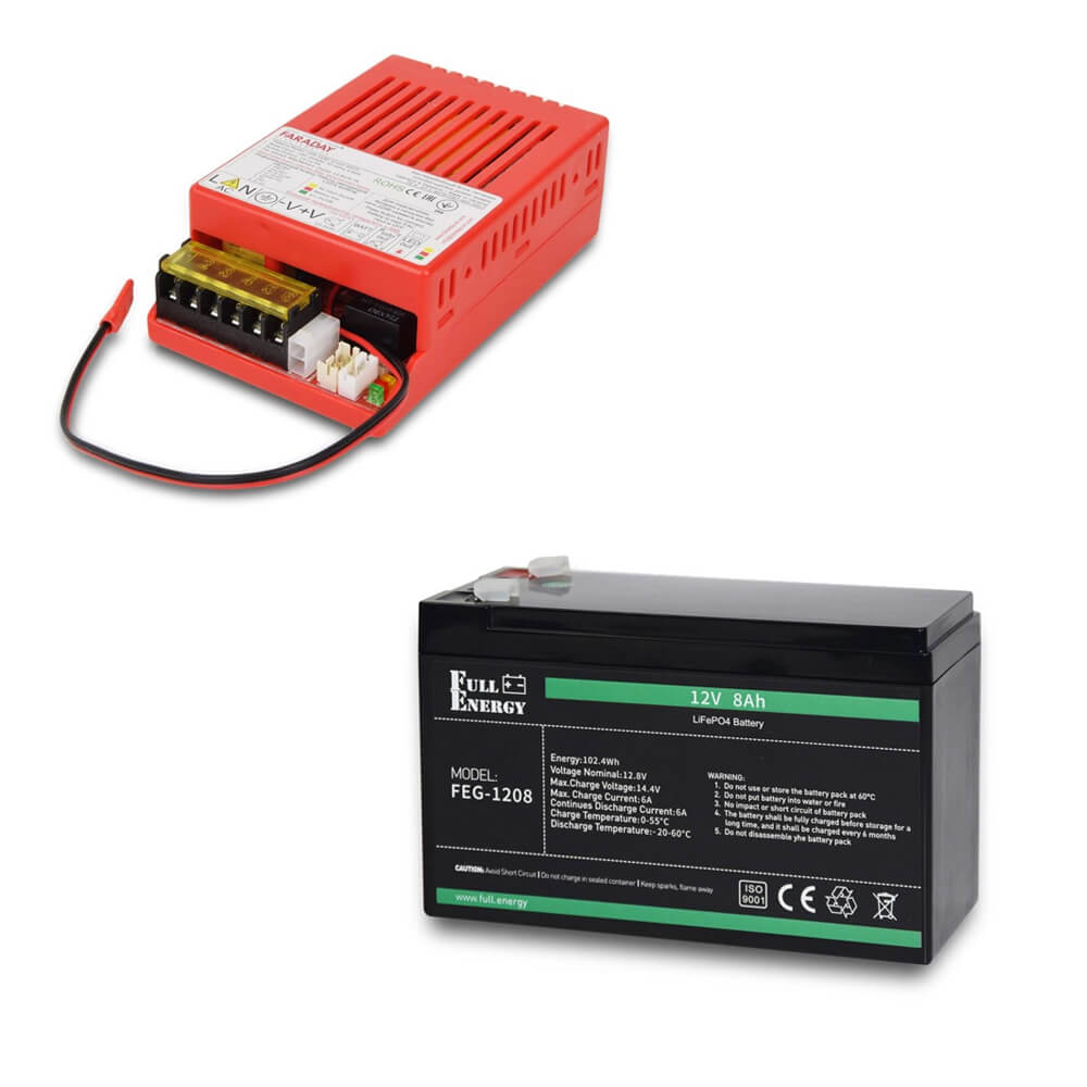 Комплект безперебійного живлення БП Faraday Electronics UPS 55W Smart ASCH PL (LFP) + літієвий (LiFePO4) акумулятор 12В 8А·год Full Energy FEG-128