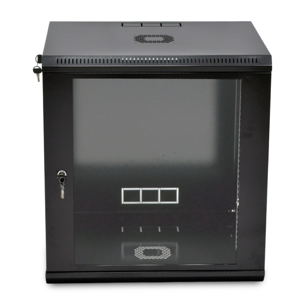 Шкаф серверный SteelNet 12U 600 x 450 для сетевого оборудования (стекло, черный)