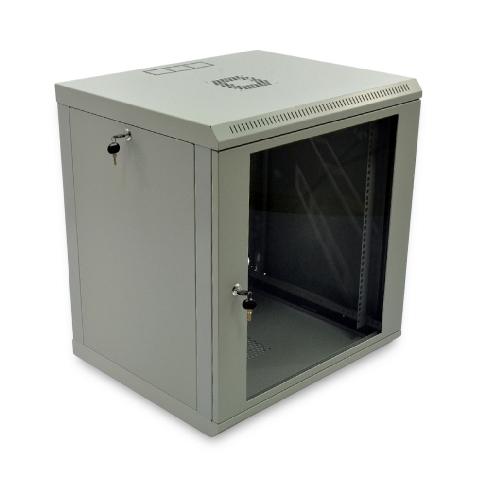 Шафа серверна SteelNet 12U 600 x 600 для мережевого обладнання (скло, сірий)