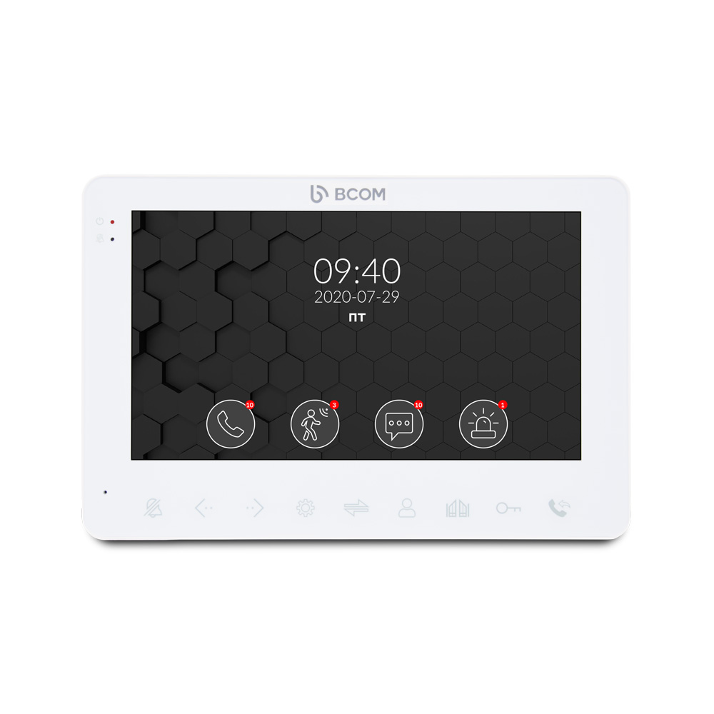 Комплект відеодомофона BCOM BD-780 White Kit: відеодомофон 7" і відеопанель