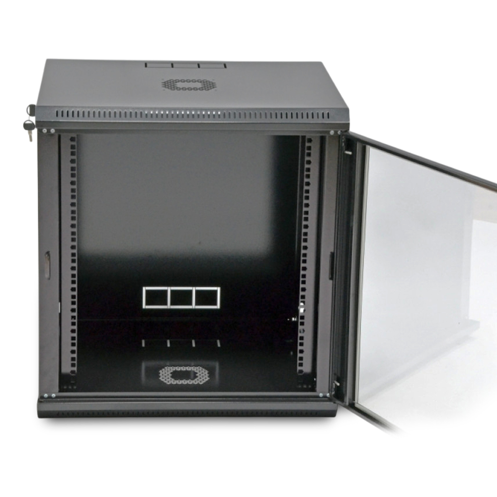 Шкаф серверный SteelNet 12U 600 x 450 для сетевого оборудования (стекло, черный)
