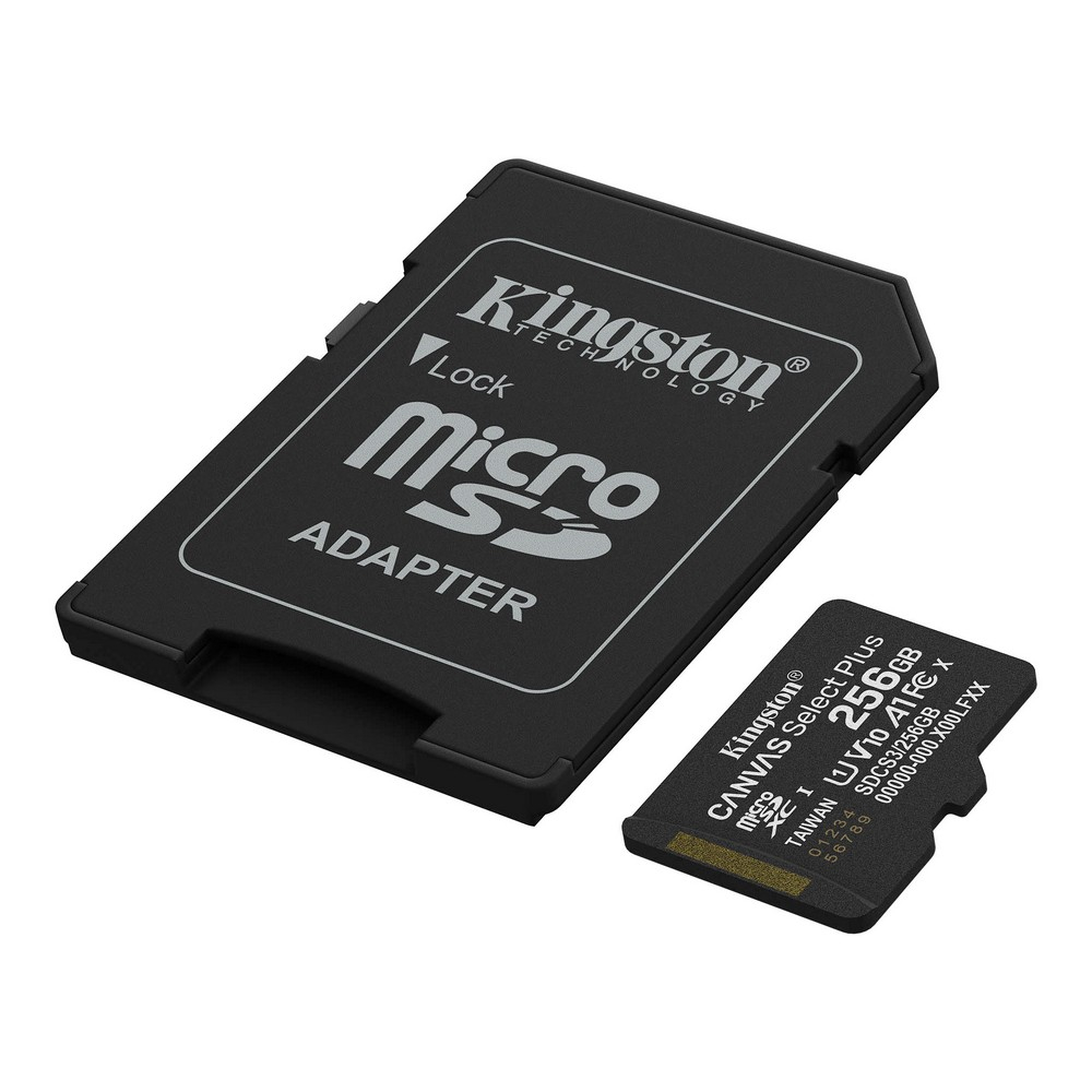 Карта памяти microSDXC Kingston 256Gb Canvas Select Plus Gen3 10 А1 UHS-I + SD-адаптер (SDCS3/256GB)