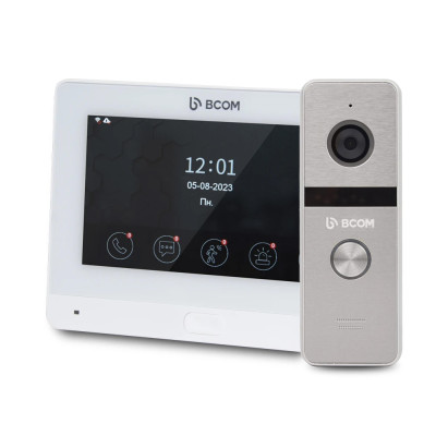 Комплект Wi-Fi видеодомофонa BCOM BD-760FHD/T White с поддержкой Tuya Smart + BT-400FHD Silver