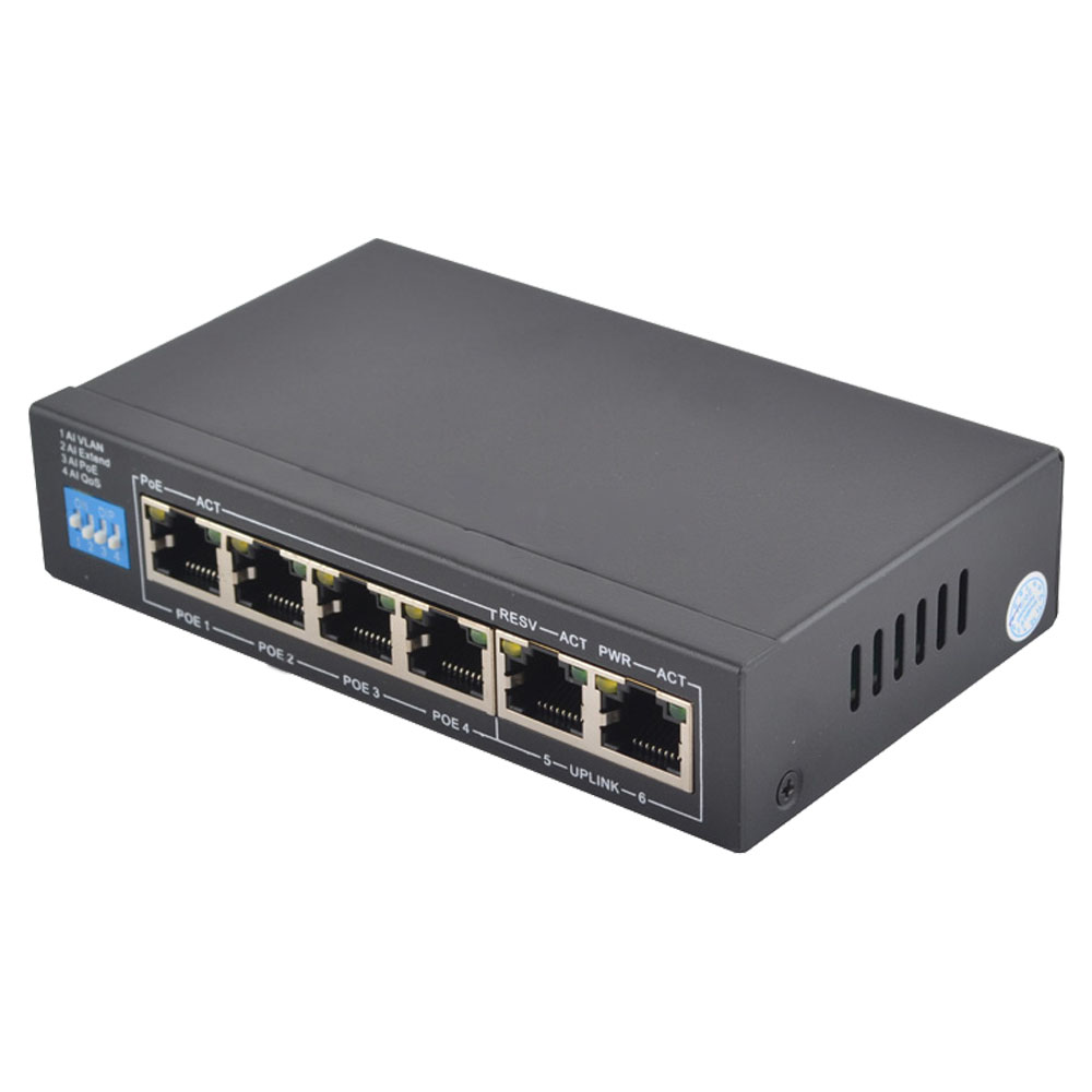 6-портовый PoE-коммутатор FoxGate S6004-E2-AI POE Watchdog неуправляемый