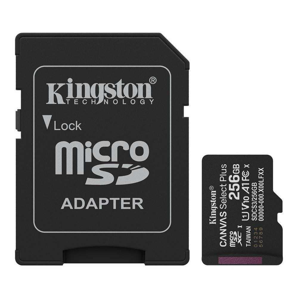 Карта памяти microSDXC Kingston 256Gb Canvas Select Plus Gen3 10 А1 UHS-I + SD-адаптер (SDCS3/256GB)