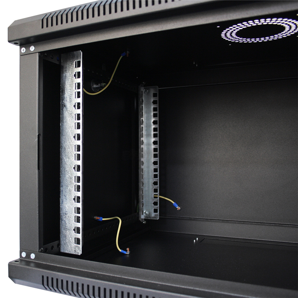 Шафа серверна SteelNet 6U 600 x 450 для мережевого обладнання (скло, чорний)
