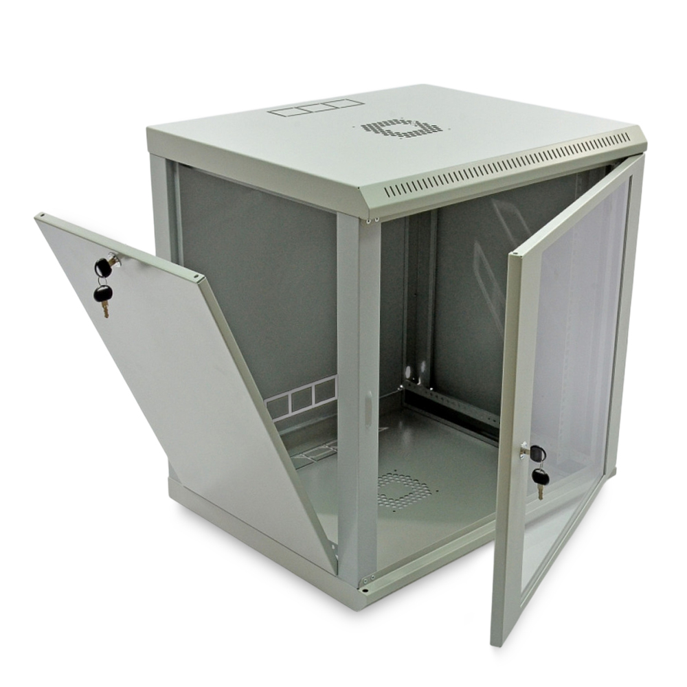 Шафа серверна SteelNet 12U 600 x 600 для мережевого обладнання (скло, сірий)
