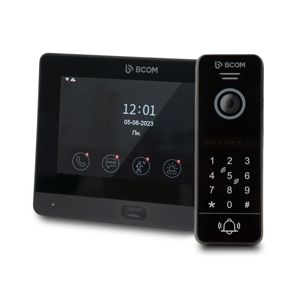 Комплект Wi-Fi видеодомофона BCOM BD-760FHD/T Black с поддержкой Tuya Smart + BT-400HD-AC Black