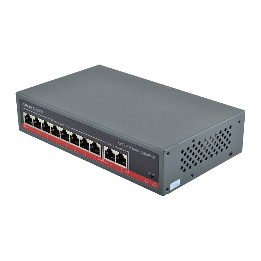 8-портовий PoE-комутатор FoxGate S5808P-G2 CCTV гігабітний некерований
