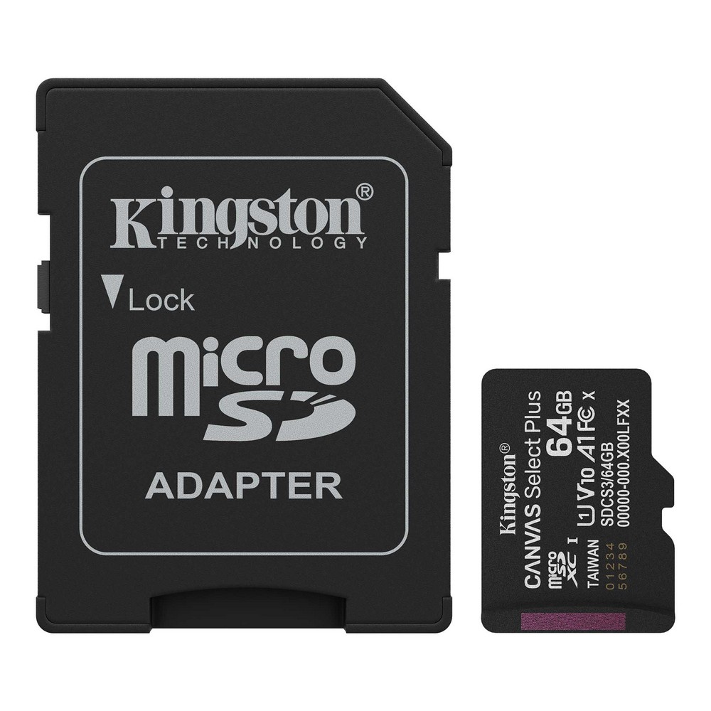Карта памяти microSDXC Kingston 64GB Canvas Select Plus Class 10 UHS-I + SD-адаптер (SDCS3/64GB)
