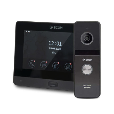 Комплект Wi-Fi відеодомофонa BCOM BD-760FHD/T Black з підтримкою Tuya Smart + BT-400FHD Black