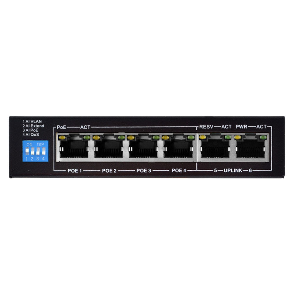 6-портовый PoE-коммутатор FoxGate S6004-E2-AI POE Watchdog неуправляемый