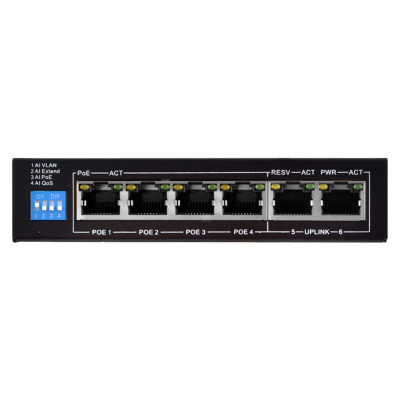 6-портовый PoE-коммутатор FoxGate S6004-E2-AI POE Watchdog неуправляемый
