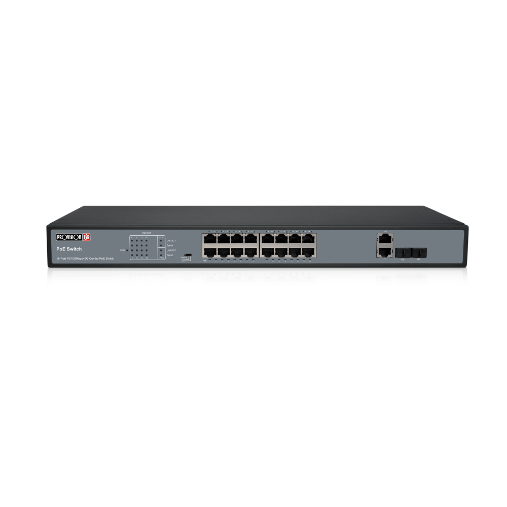 16-портовий PoE-комутатор Provision-ISR PoES-16250C+2Combo-V2 некерований