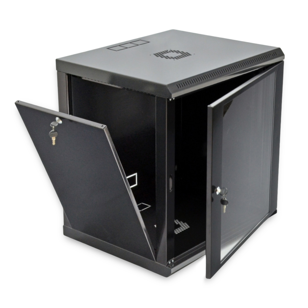 Шкаф серверный SteelNet 12U 600 x 600 для сетевого оборудования (стекло, черный)