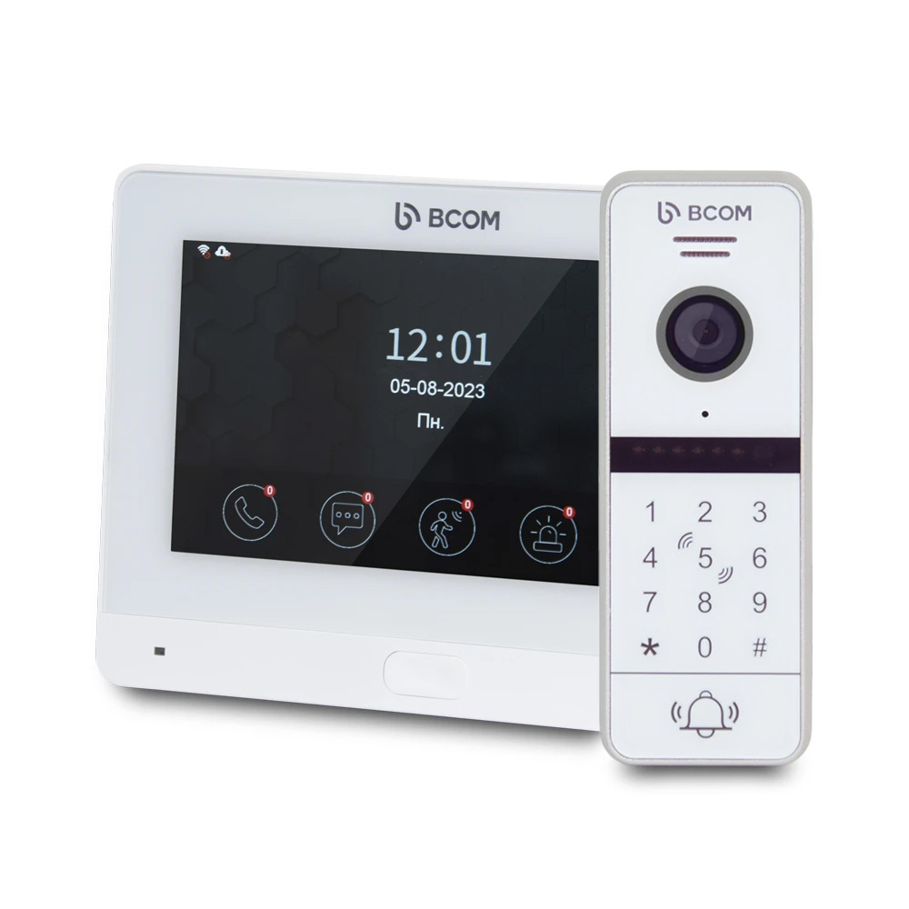 Комплект Wi-Fi видеодомофонa BCOM BD-760FHD/T White с поддержкой Tuya Smart + BT-400HD-AC White
