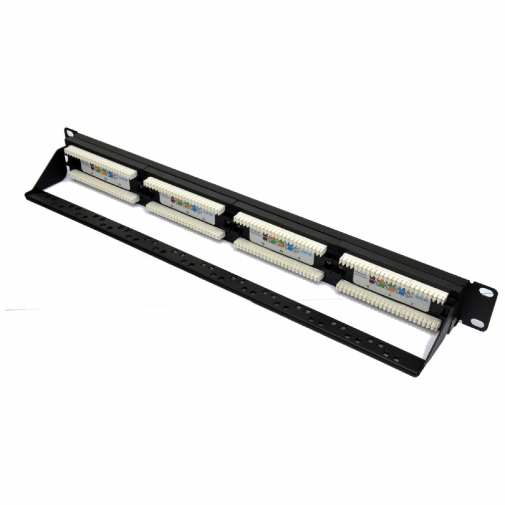 Патч-панель CMS 19" 24хRJ-45 UTP, кат. 5e c организатором кабеля, Kingda