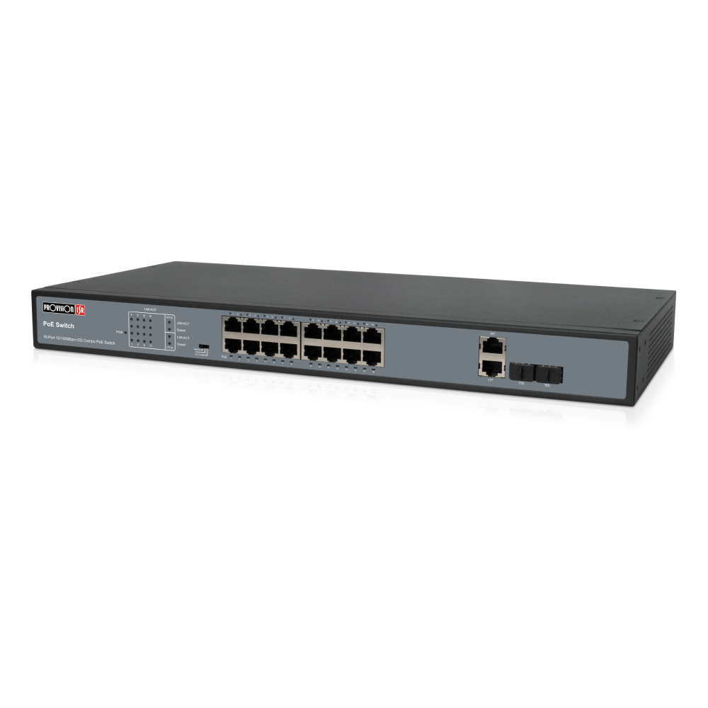 16-портовий PoE-комутатор Provision-ISR PoES-16250C+2Combo-V2 некерований