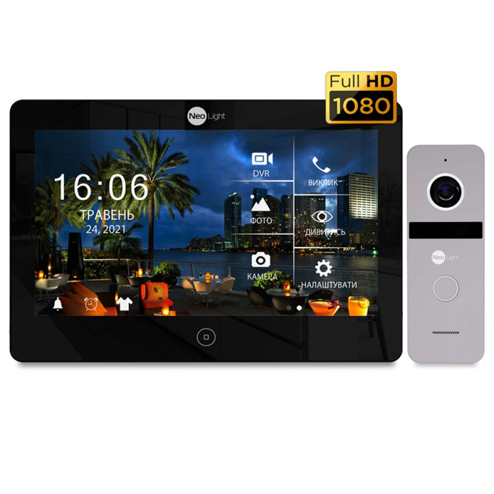 Комплект видеодомофона NeoLight Mezzo HD WF Black/SOLO FHD Silver
