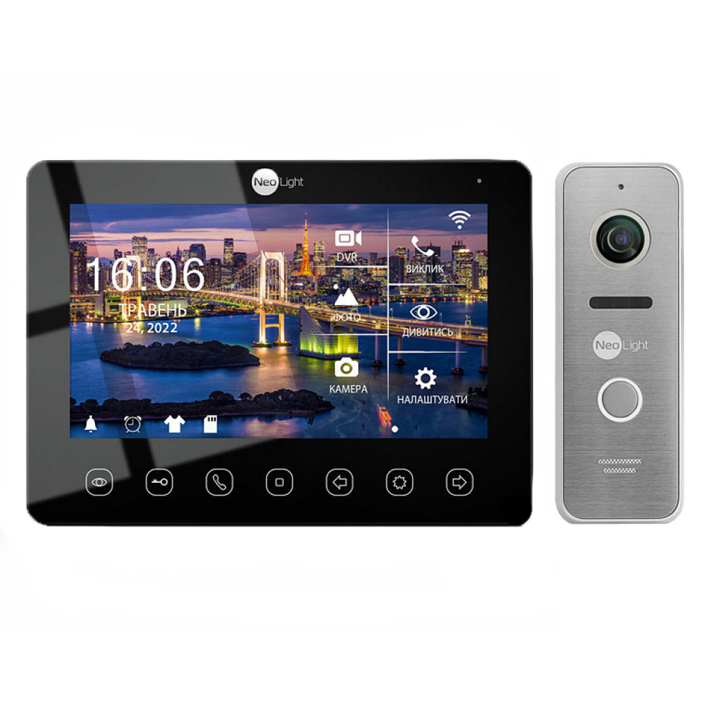Комплект відеодомофона NeoLight NeoKIT HD+ WF B/Silver