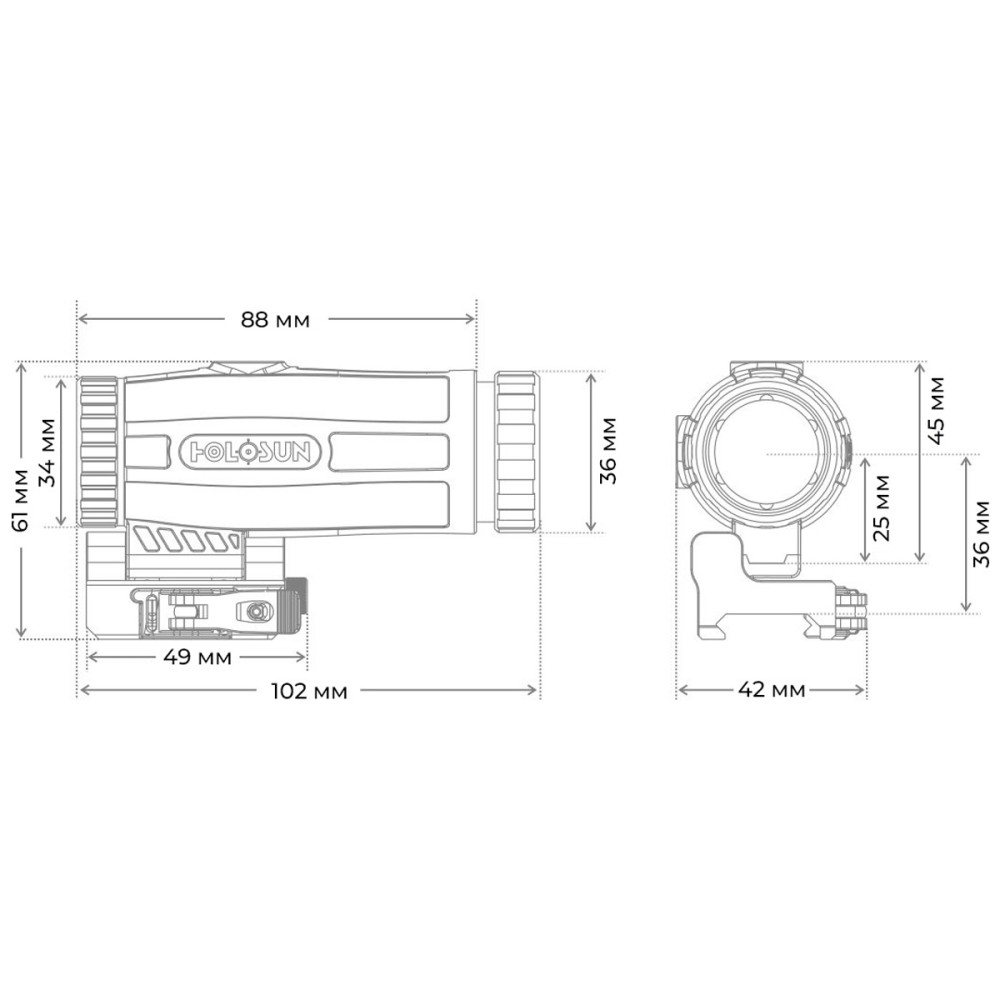 Колиматорный прицел HOLOSUN HE510C-GR и увеличитель HM3X (комплект)