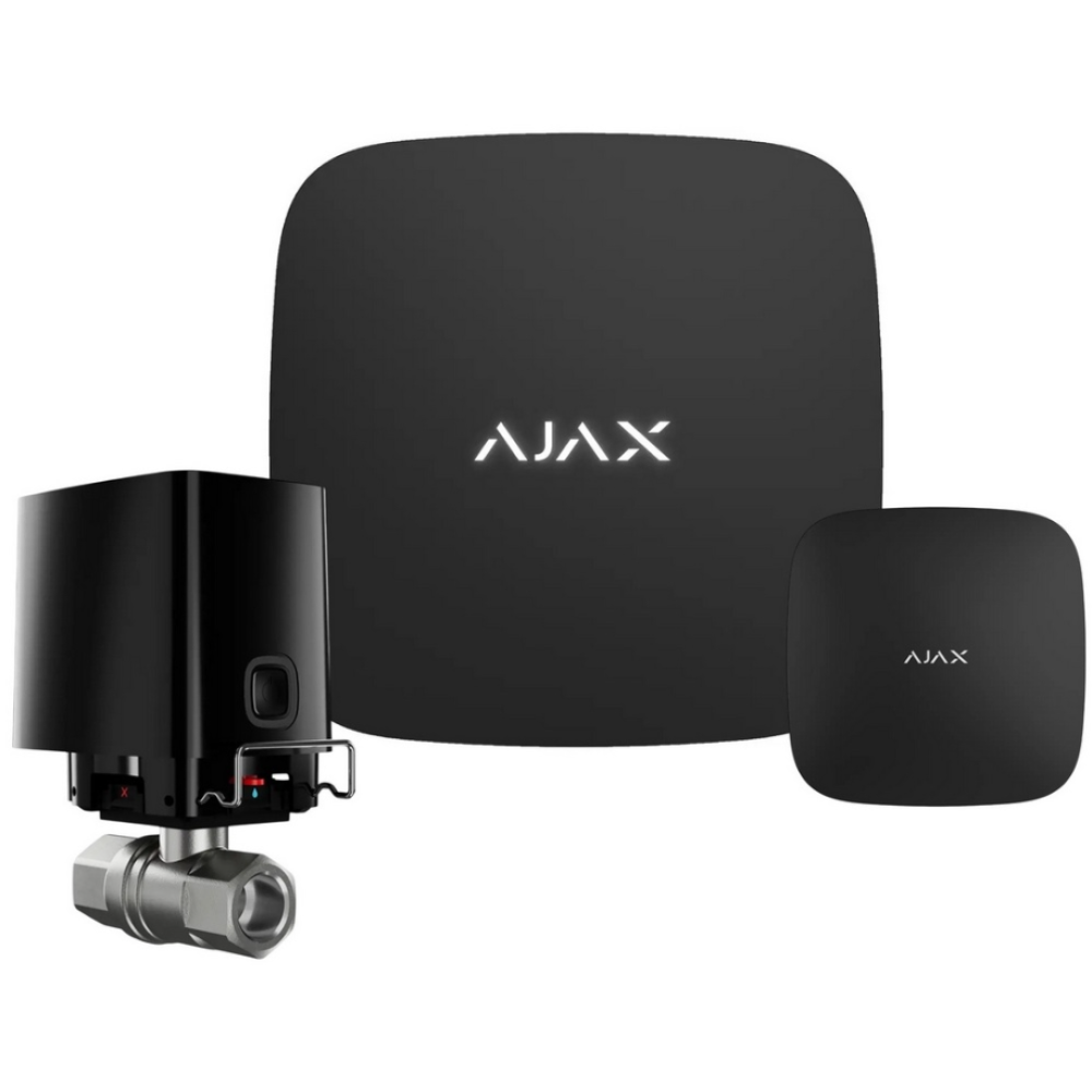 Система предотвращения затопления Ajax Hub 2 (2G) Jeweller + WaterStop 1 (DN 25) + LeaksProtect black