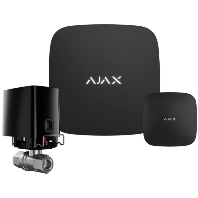 Система предотвращения затопления Ajax Hub 2 (2G) Jeweller + WaterStop 1 (DN 25) + LeaksProtect black