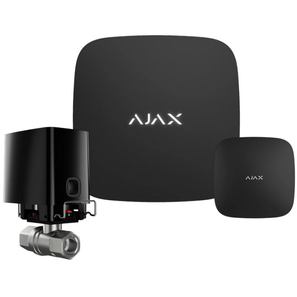 Система запобігання затопленню Ajax Hub 2 (2G) Jeweller + WaterStop [3/4] (DN 20) + LeaksProtect black